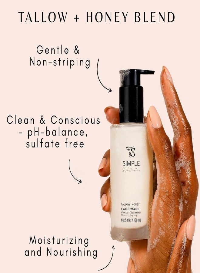 Simple Sophistication Tallow Honey Cleansing Milk- Gentle Hydrating face wash for sensitive skin -Non stripping | Moisturizing with grassfed beef Tallow, Organic Raw Honey, Argan oil & Castor Oil, Apple Cider Vinegar. - Image 5